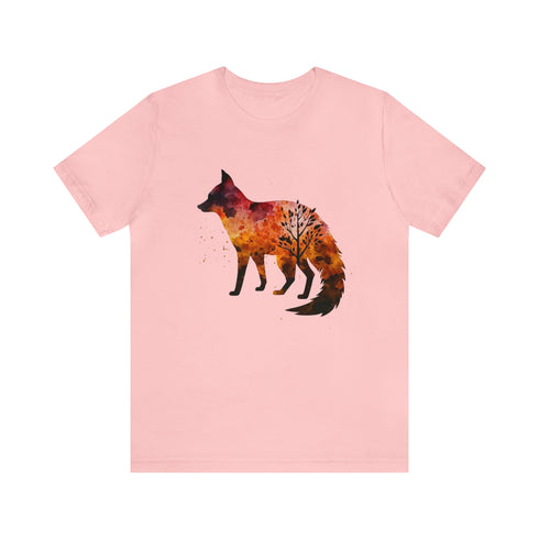 Autumn Fox Silhouette - Short Sleeve Tee Pink